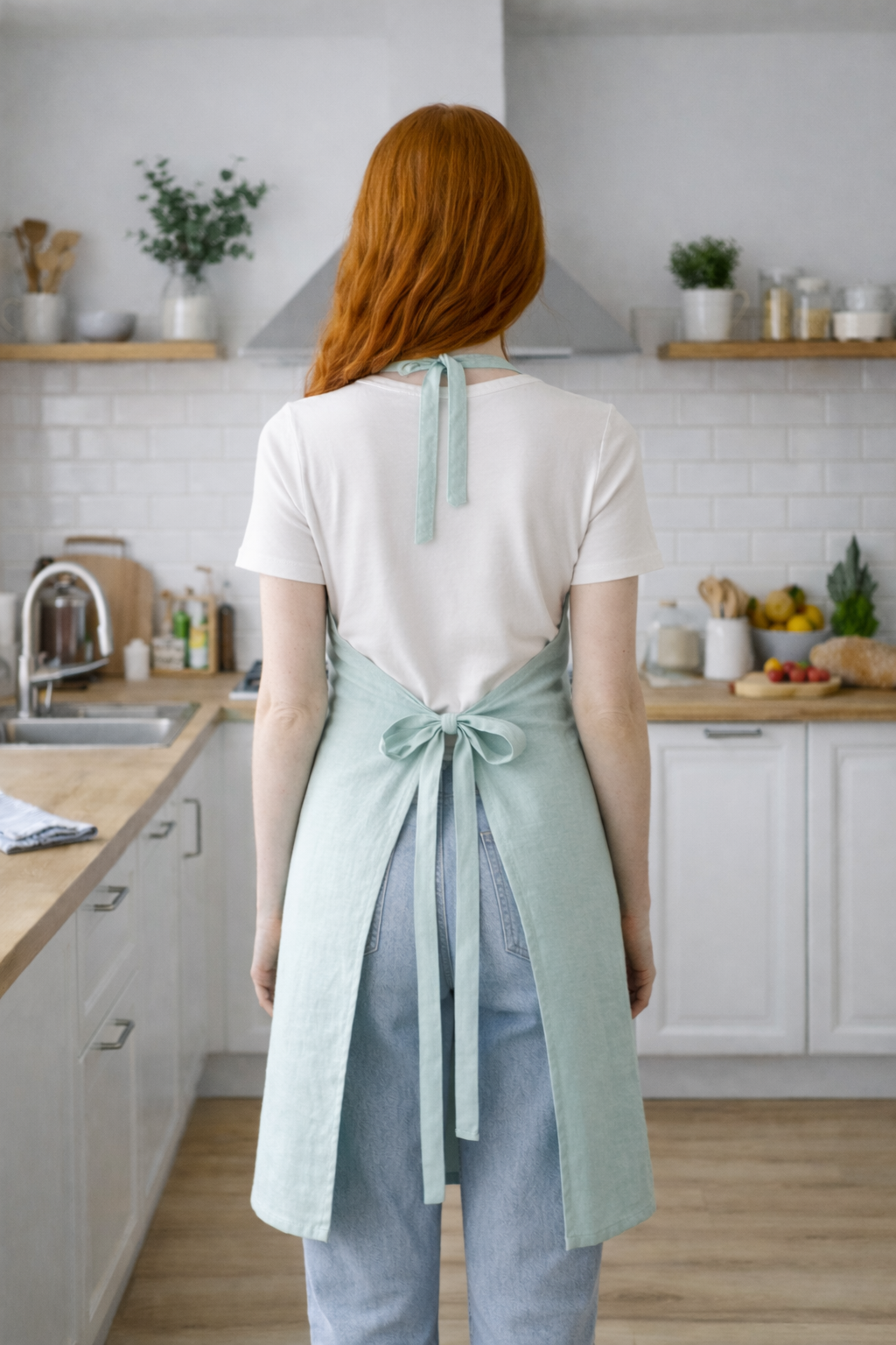 Delantal de lino natural – Delantal de cocina ligero y elegante