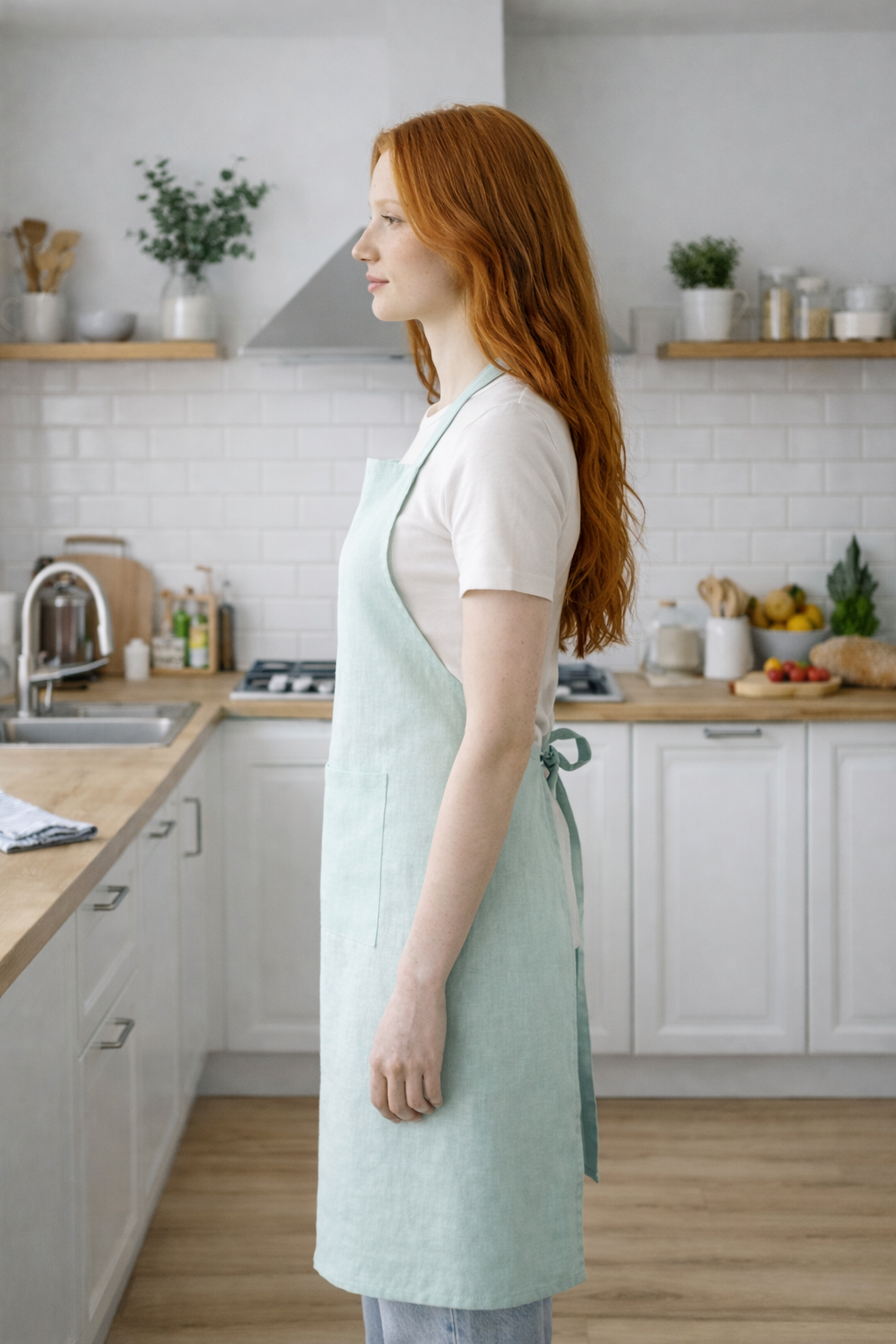 Delantal de lino natural – Delantal de cocina ligero y elegante