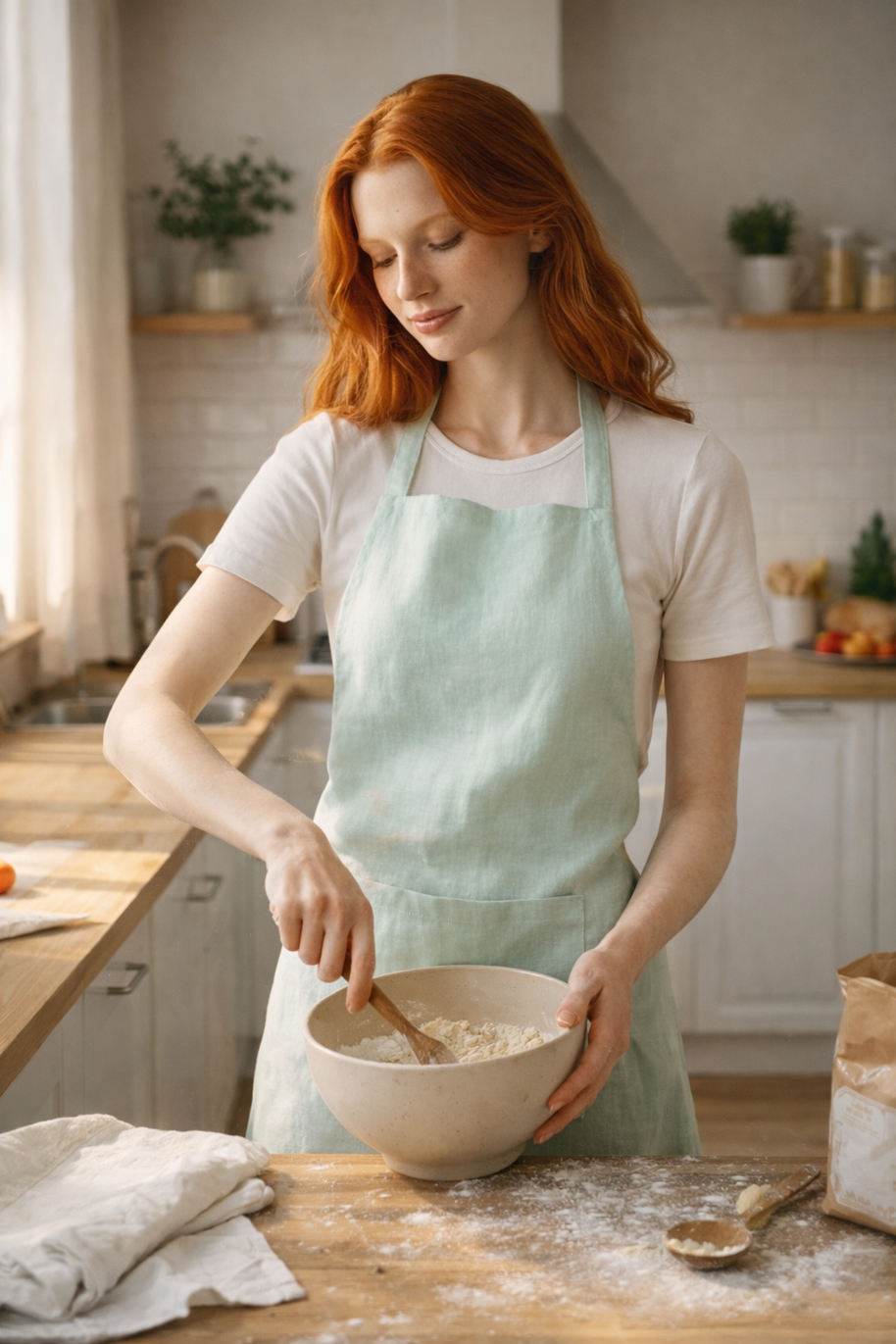 Delantal de lino natural – Delantal de cocina ligero y elegante