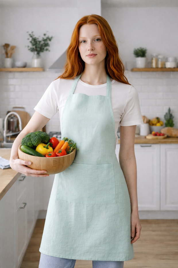 Delantal de lino natural – Delantal de cocina ligero y elegante