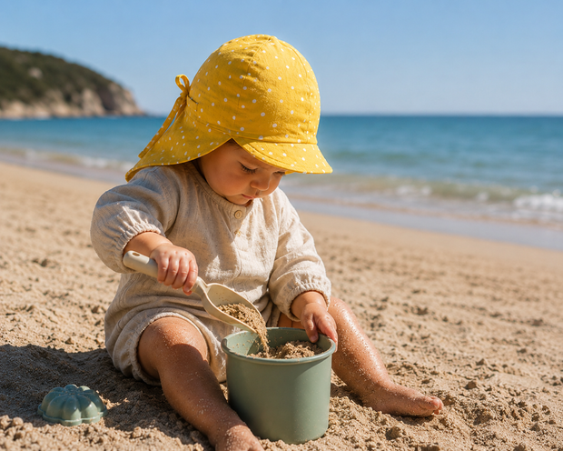 Natural Linen Baby Sun Hat