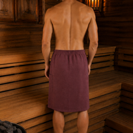 Men's Linen Sauna Towel with Pocket – Natural Linen Sauna Wrap with Elastic Back