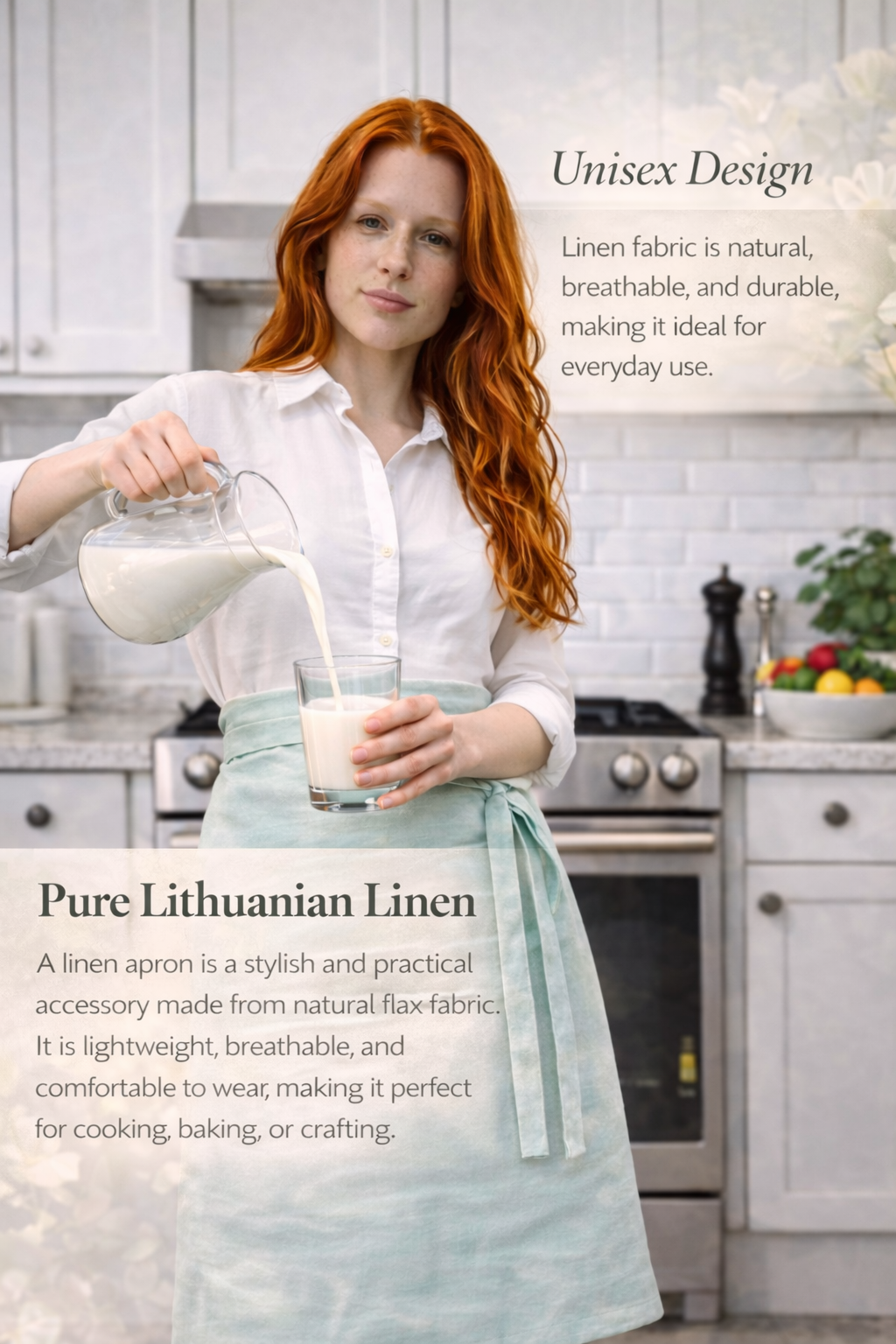 Delantal de lino natural – Delantal de cocina ligero y elegante