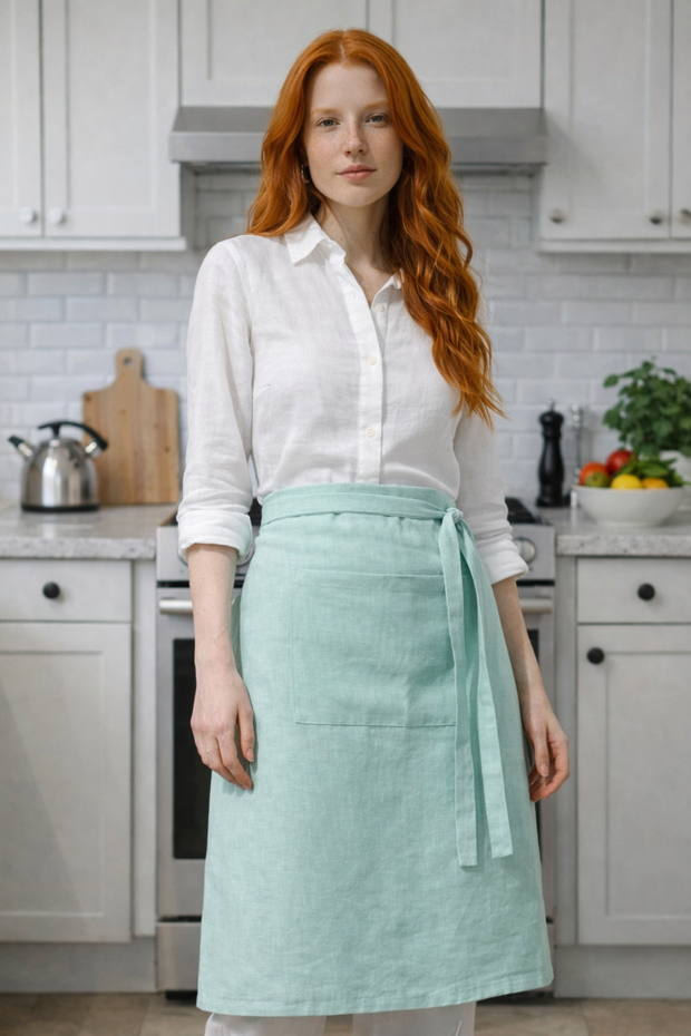 Delantal de lino natural – Delantal de cocina ligero y elegante