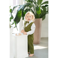 Baby Boys Linen Christening Outfit - Forest Green - CHRISTENING TIME