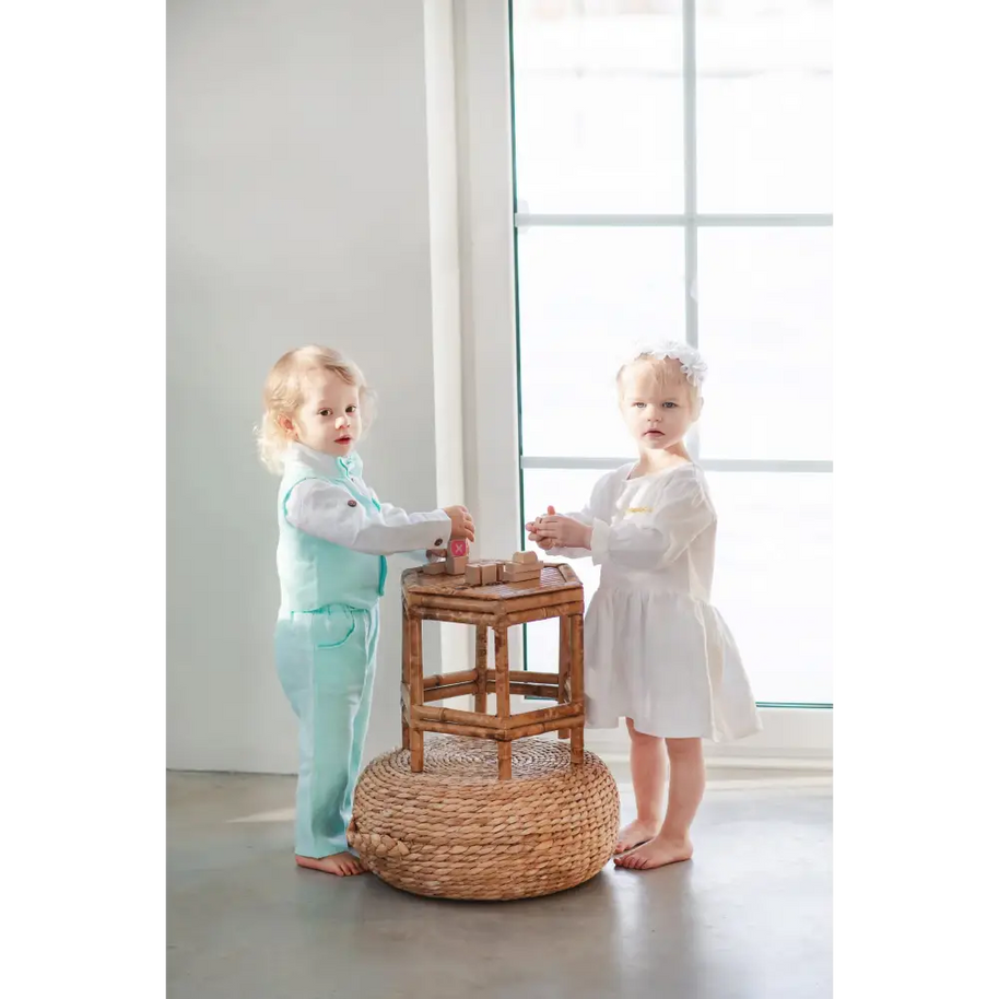 Baby Boys Linen Christening Outfit - Mint - CHRISTENING TIME