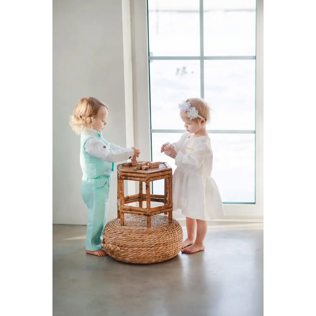 Baby Boys Linen Christening Outfit - Mint - CHRISTENING TIME