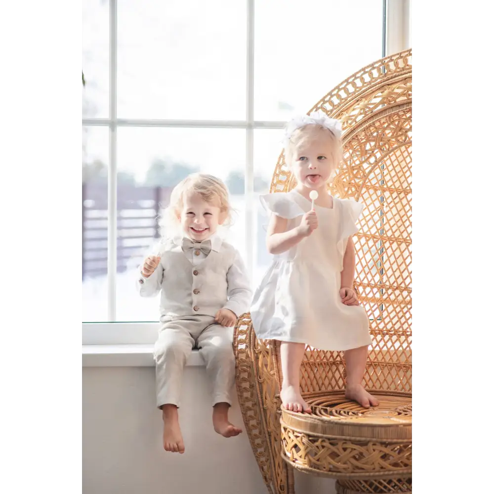 Baby Boys Linen Christening Outfit - Natural Linen - CHRISTENING TIME