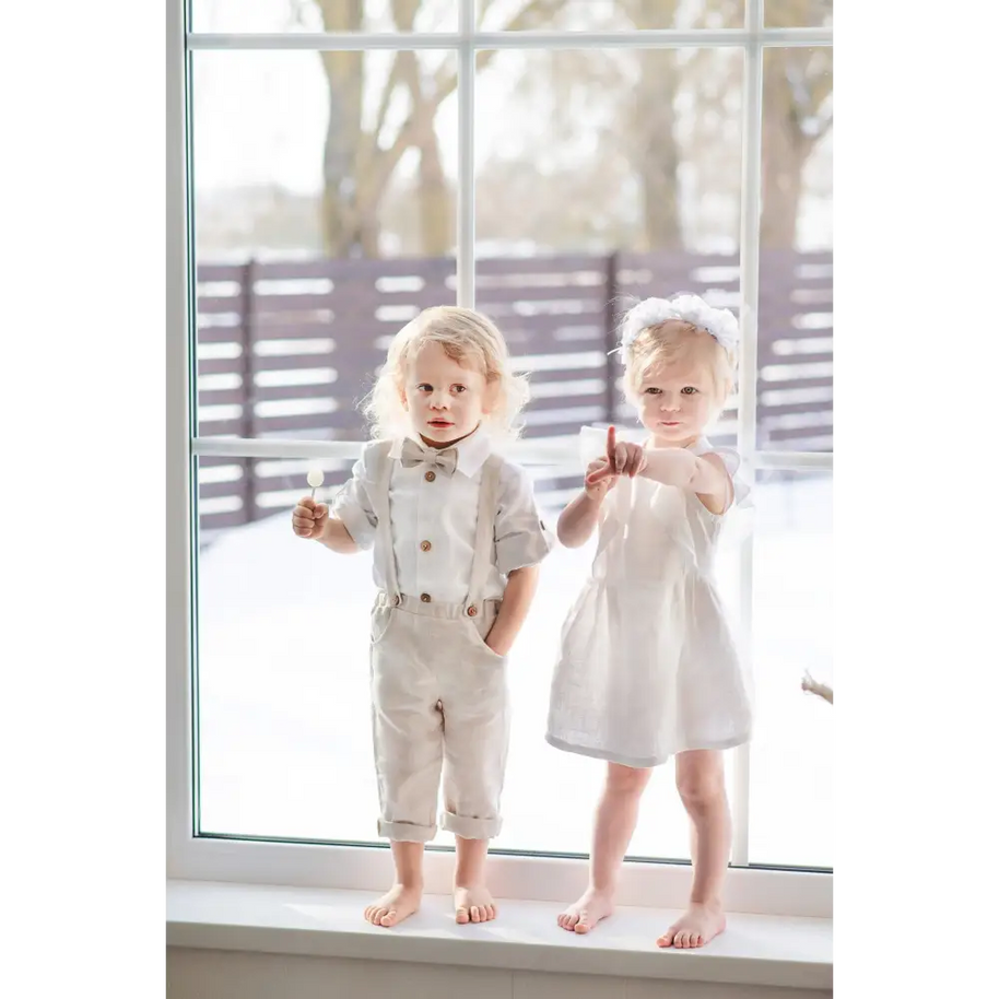 Baby Boys Linen Christening Outfit - Natural Linen - CHRISTENING TIME