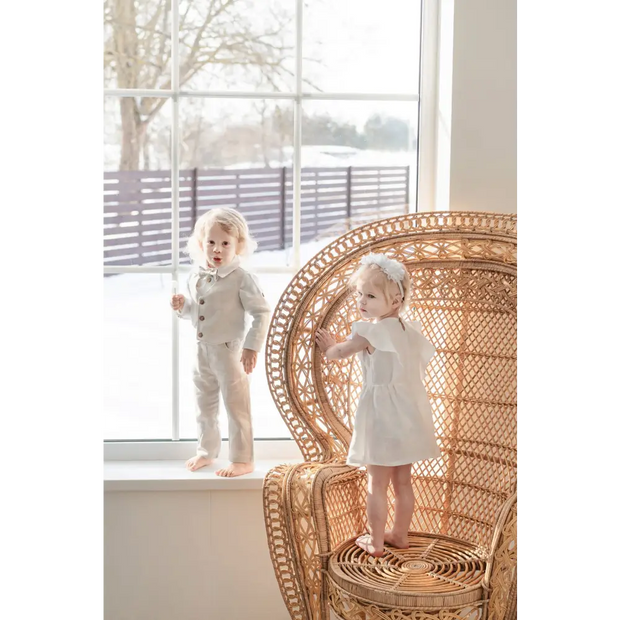 Baby Boys Linen Christening Outfit - Natural Linen - CHRISTENING TIME