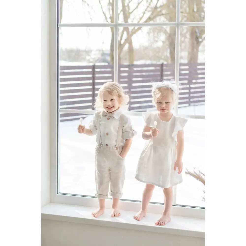 Baby Boys Linen Christening Outfit - Natural Linen - CHRISTENING TIME