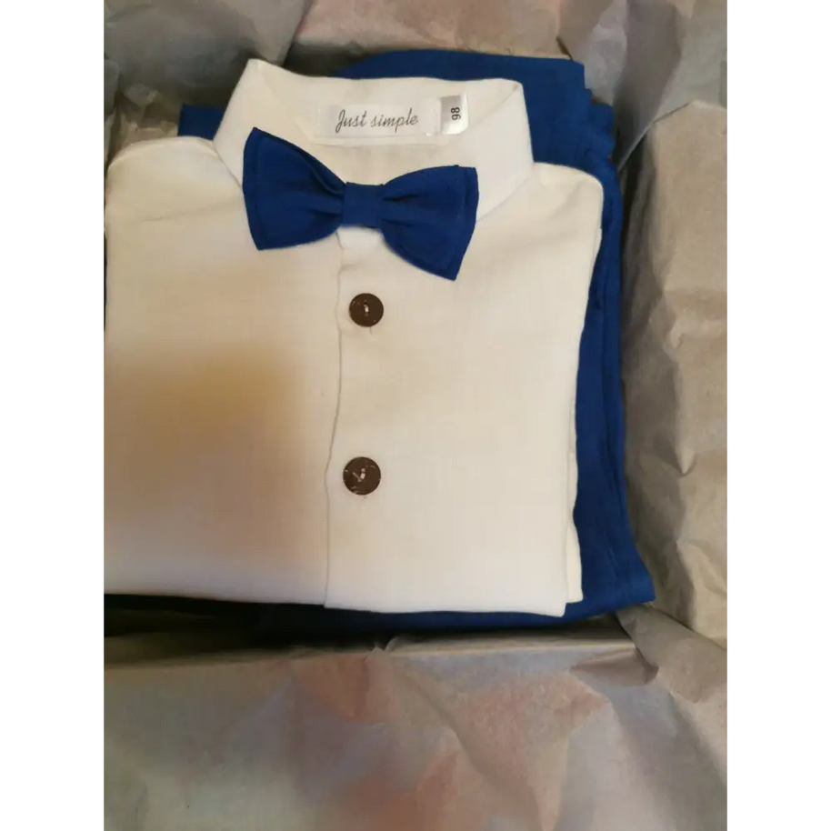 Baby Boys Linen Christening Outfit - Royal Blue - CHRISTENING TIME