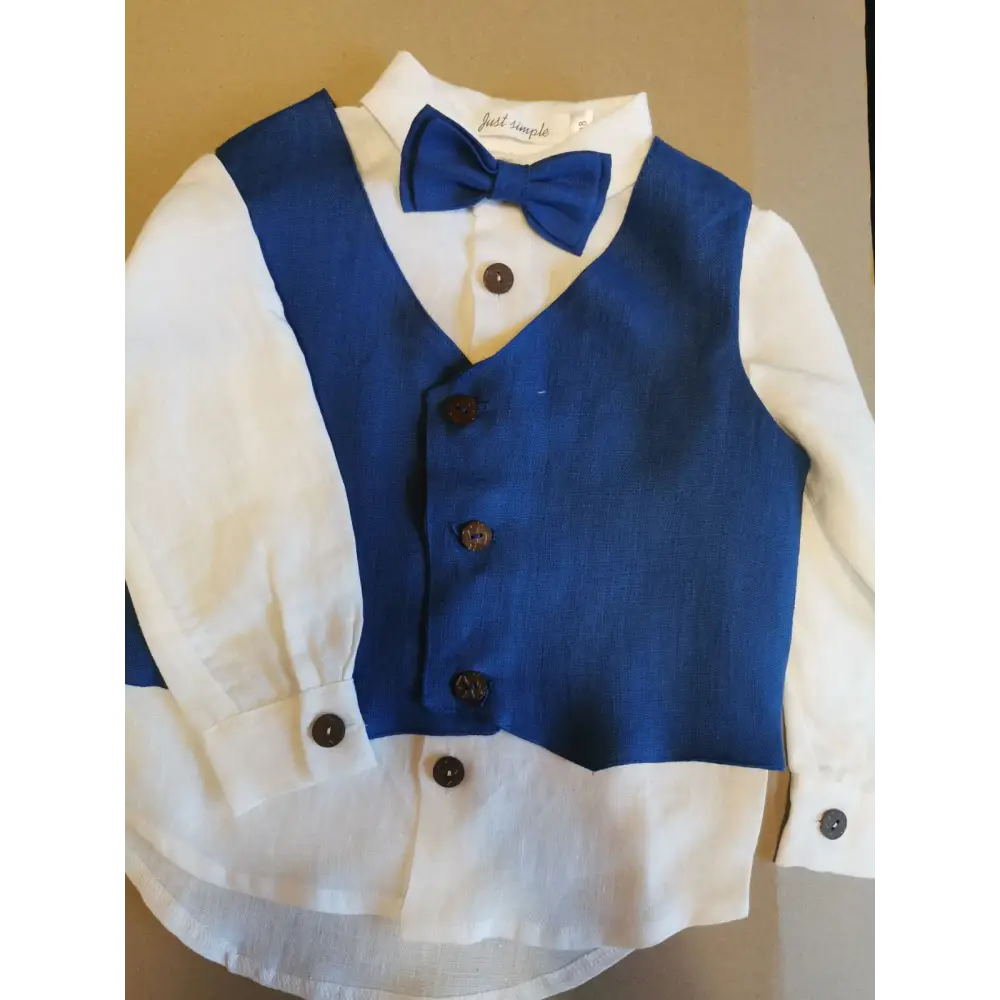 Baby Boys Linen Christening Outfit - Royal Blue - CHRISTENING TIME