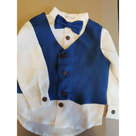 Baby Boys Linen Christening Outfit - Royal Blue - CHRISTENING TIME
