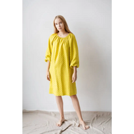 Bright Yellow Linen Dress Having Raglan Sleeves - One Size - Dresses