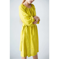 Bright Yellow Linen Dress Having Raglan Sleeves - One Size - Dresses