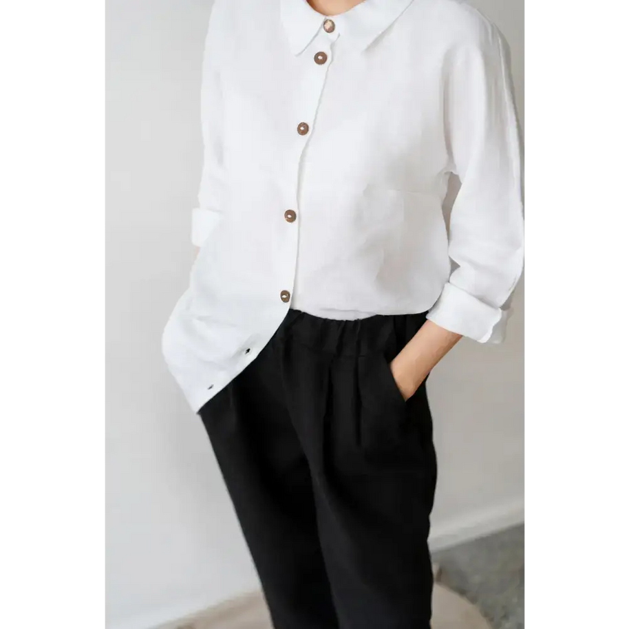 Classic with Coconuts Button-down Linen Shirt - One Size - Blouses