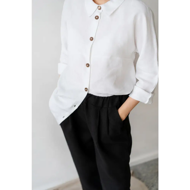 Classic with Coconuts Button-down Linen Shirt - One Size - Blouses