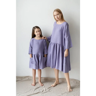 Cute Lilac Color Linen Dress - Dresses
