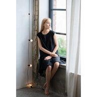 Elegant Black Linen Blouse - One Size - Blouses