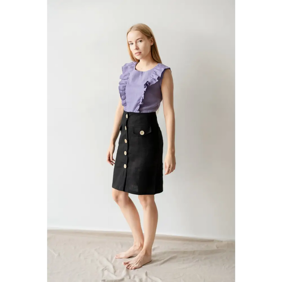 Elegant Linen Blouse - One Size - Blouses