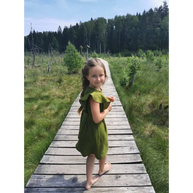 Girl Green Color Linen Sleeveless Dress - Dresses