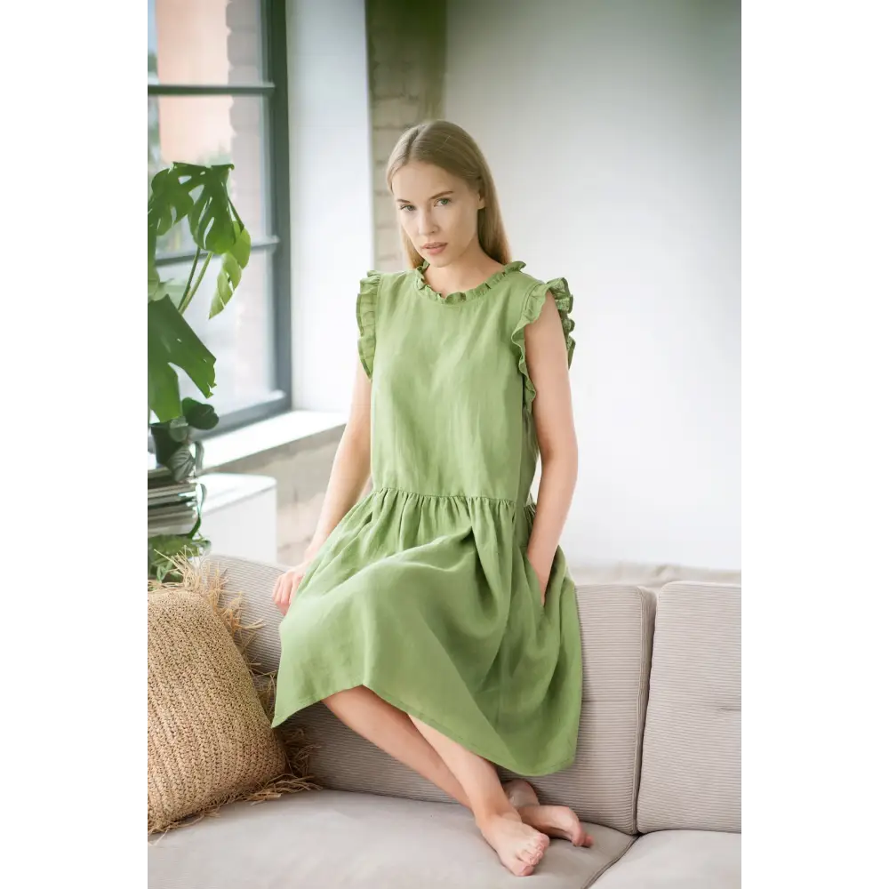 Green Fern Color Dress | Justsimpleme Green Fern Color Dress | Justsimpleme