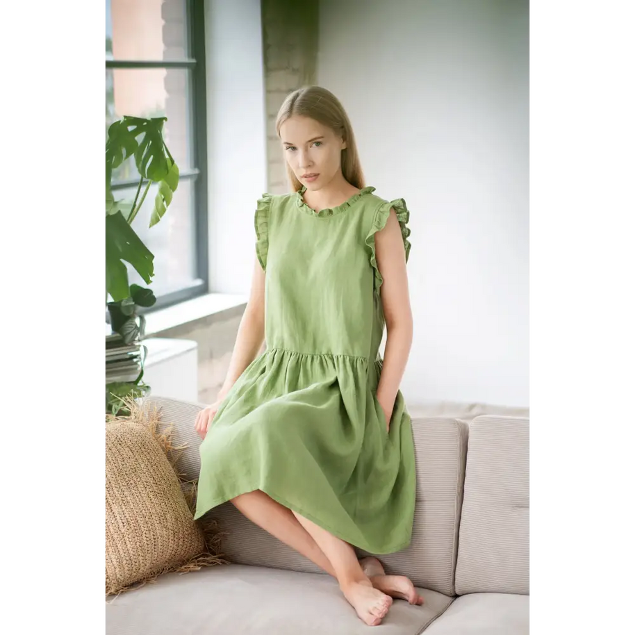 Green Fern Color Dress | Justsimpleme Green Fern Color Dress | Justsimpleme