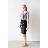 High Waist Black Linen Midi Pencil Skirt - One Size - Skirts