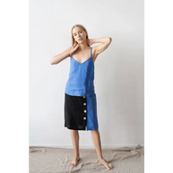 High Waist Two Colors Linen Midi Pencil Skirt - One Size - Skirts