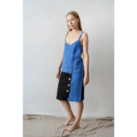 High Waist Two Colors Linen Midi Pencil Skirt - One Size - Skirts