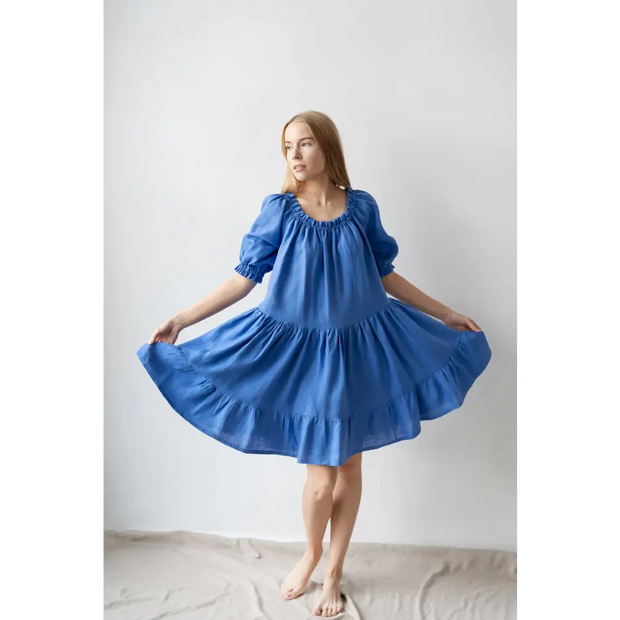 Linen Dress Bare Shoulders - One Size - Dresses