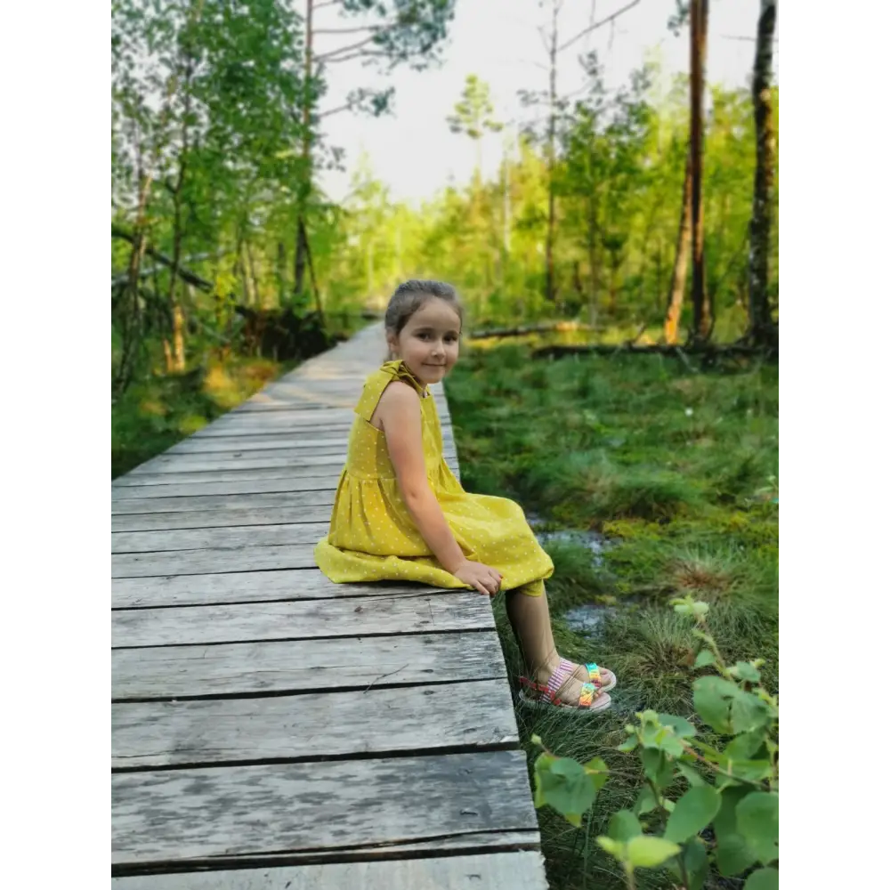 Linen Dress with Little Spots and Big Pockets - Dresses