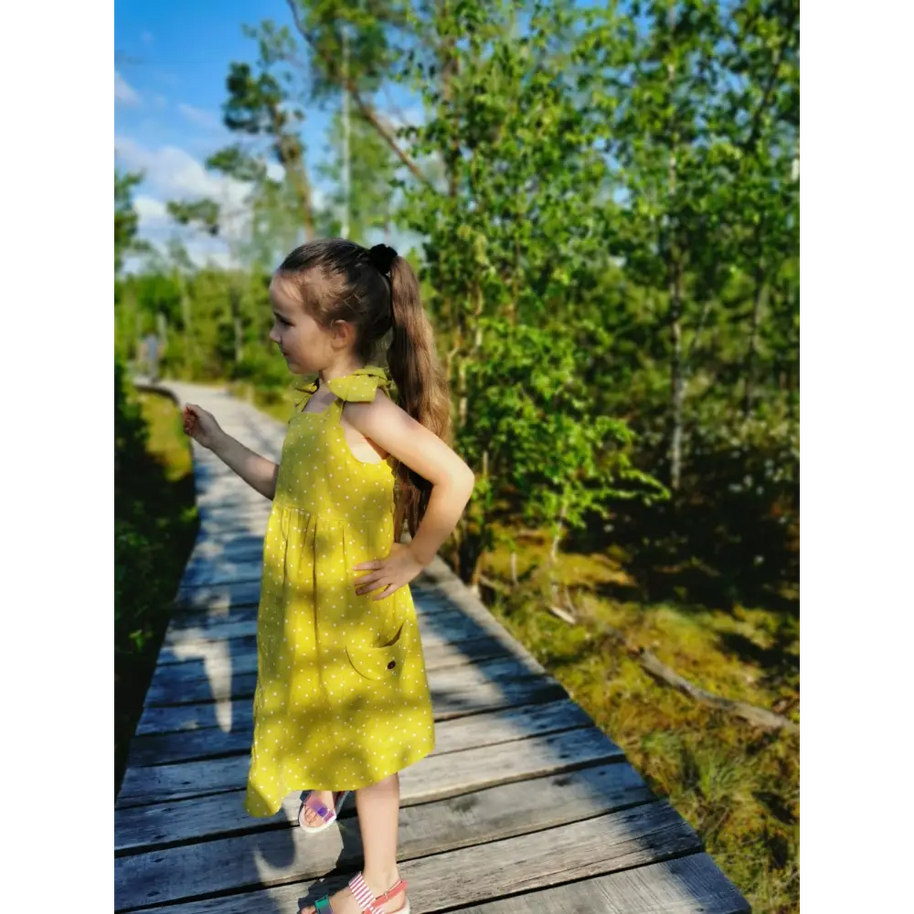 Linen Dress with Little Spots and Big Pockets - Dresses