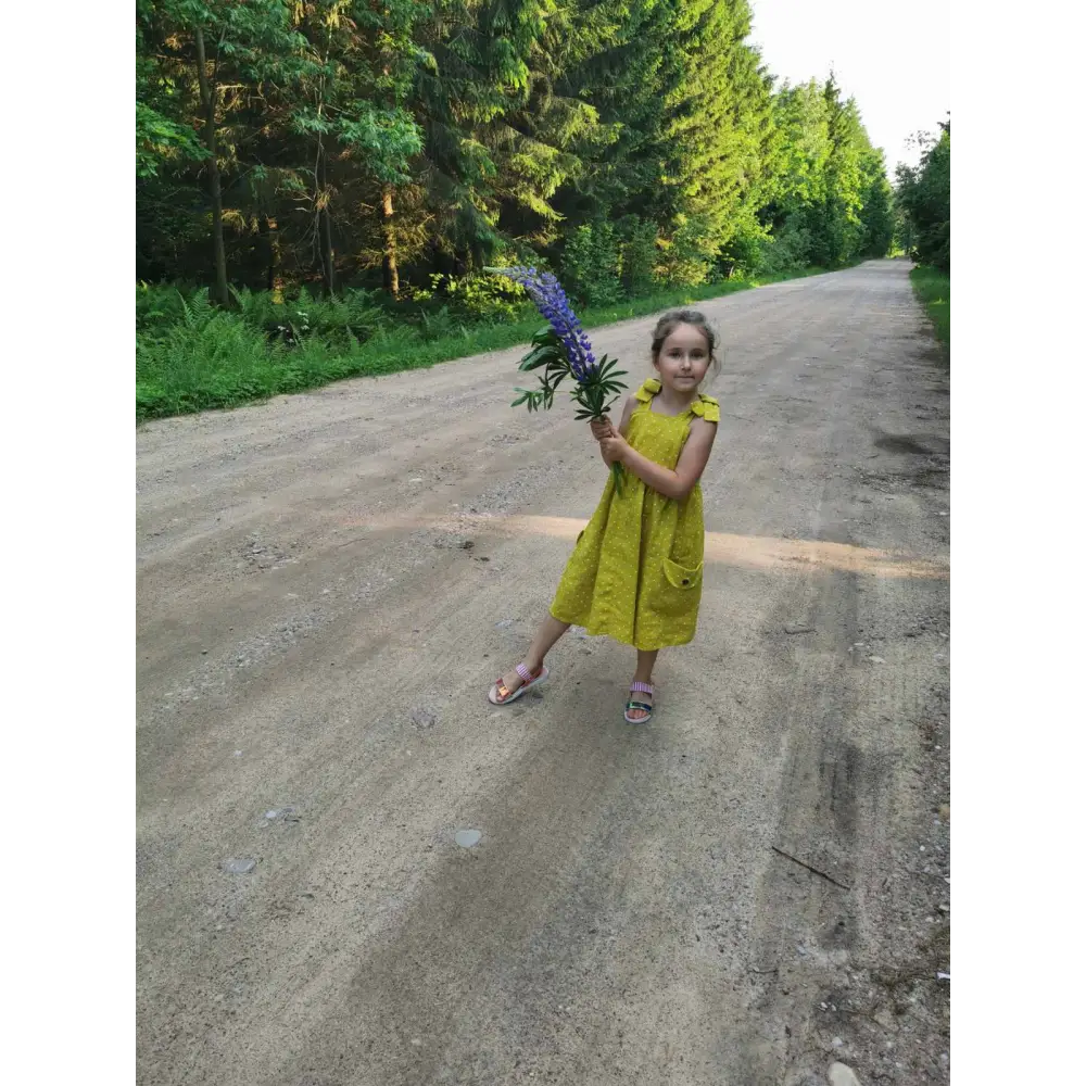 Linen Dress with Little Spots and Big Pockets - Dresses