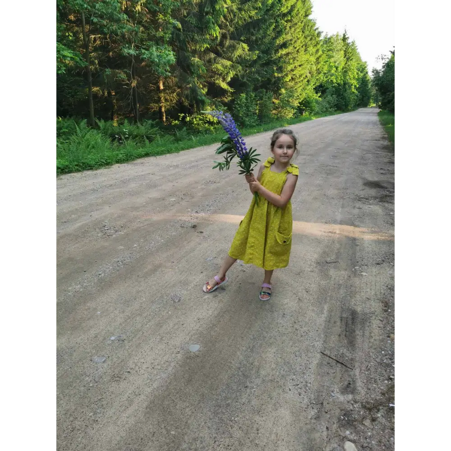 Linen Dress with Little Spots and Big Pockets - Dresses