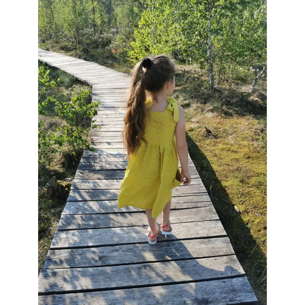 Linen Dress with Little Spots and Big Pockets - Dresses