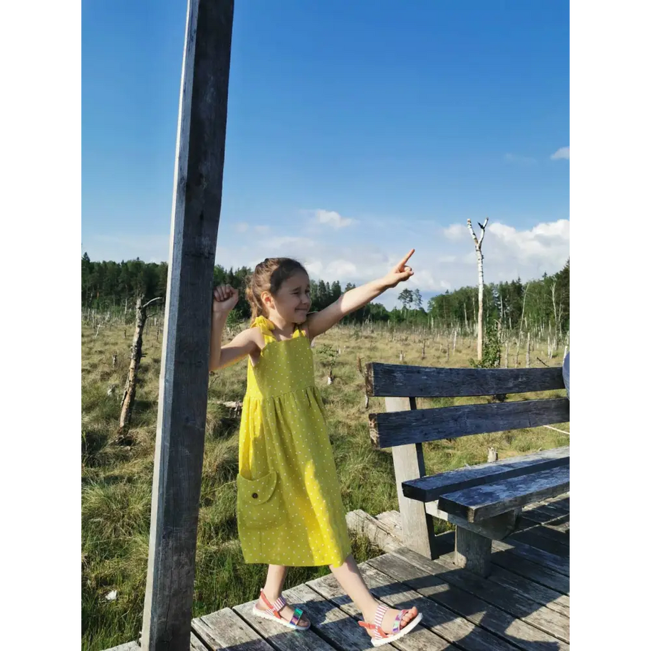 Linen Dress with Little Spots and Big Pockets - Dresses