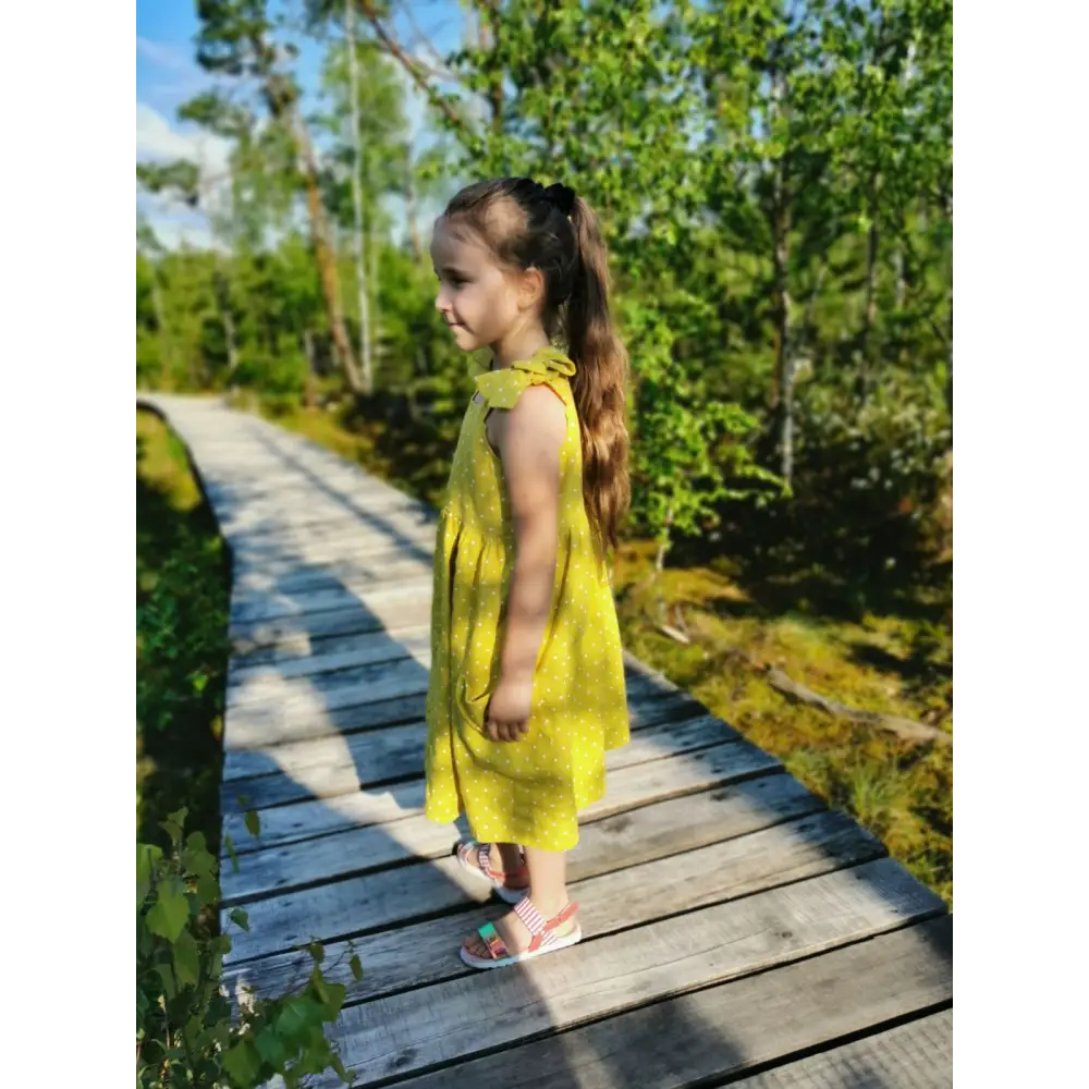 Linen Dress with Little Spots and Big Pockets - Dresses