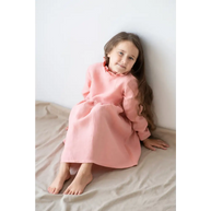 Linen Dress with Ruffle Neck - Dresses