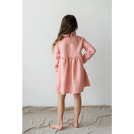 Linen Dress with Ruffle Neck - Dresses