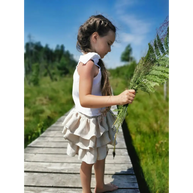 Linen Top for Girls with Bows on Shoulders - Blouses