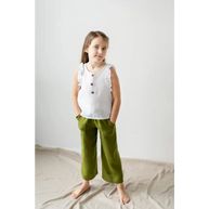 Linen Top for Girls with Ruffle Sleeves - Blouses