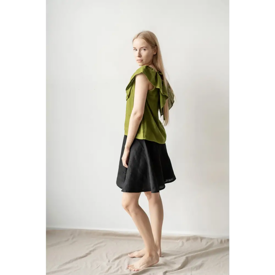 Midi Length Linen Circle Skirt - One Size - Skirts