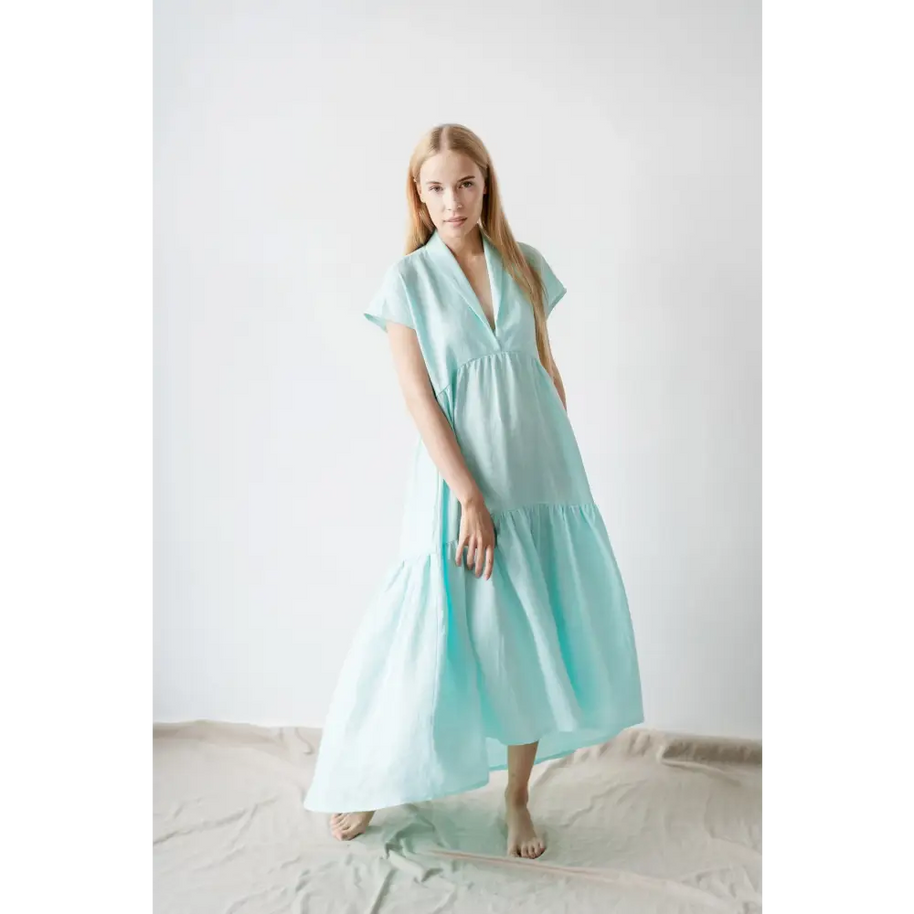 Mint Elegant Linen Dress - One Size - Dresses