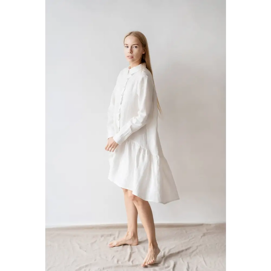 Natural Linen Maternity Shirt-dress - One Size - Dresses