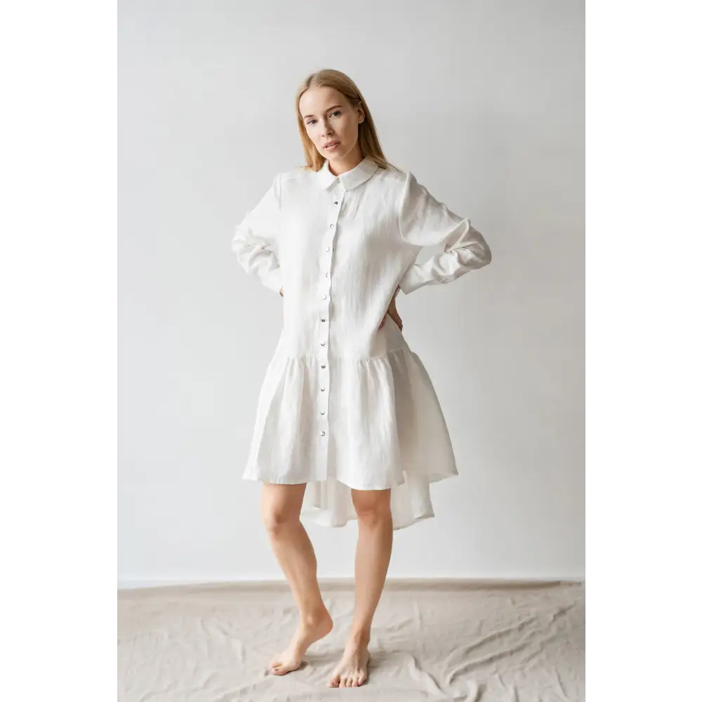 Natural Linen Maternity Shirt-dress - One Size - Dresses