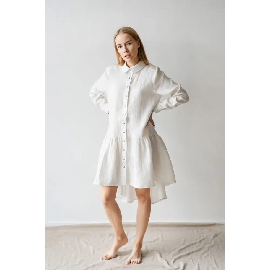 Natural Linen Maternity Shirt-dress - One Size - Dresses
