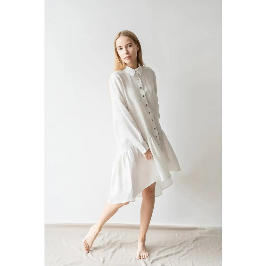 Natural Linen Maternity Shirt-dress - One Size - Dresses