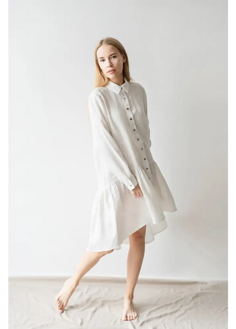 Natural Linen Maternity Shirt-dress - One Size - Dresses